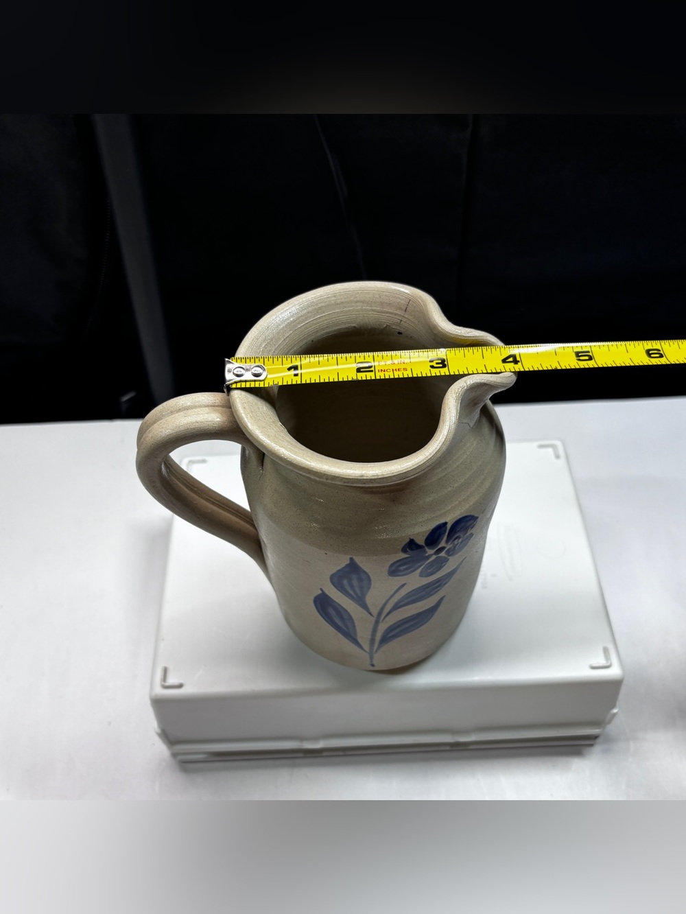WILLIAMSBURG POTTERY SALT GLAZE 6” PITCHER BLUE COBALT Vtg - Picture 10 of 11